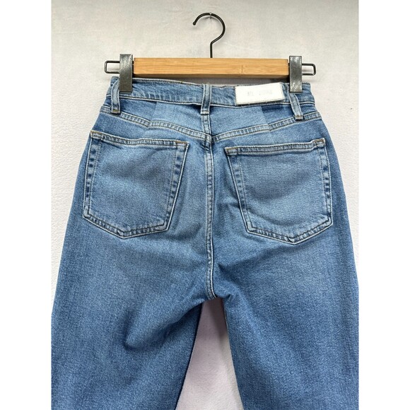 Re/Done 70's Stove Pipe Jeans Size 26 In Mid 70's Wash Button Fly Raw Hem Pocket - Picture 11 of 16